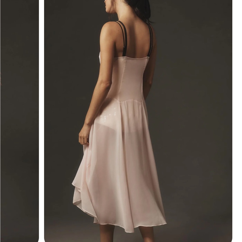 Anthropologie Pink Sheer Layer MIDI Dress - Picture 4 of 8